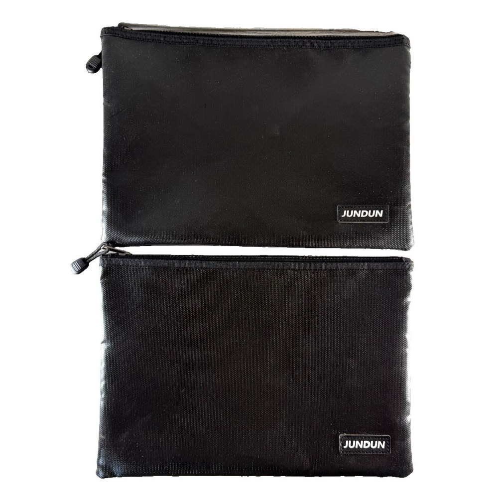 JUNDUN 2 Lot Fireproof Document Bags 13.5"x 9.5"Waterproof & Fireproof Money Bag